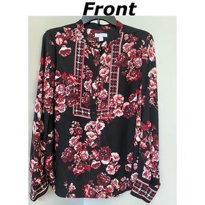 Charter Club Printed Half-Button Cotton Blouse